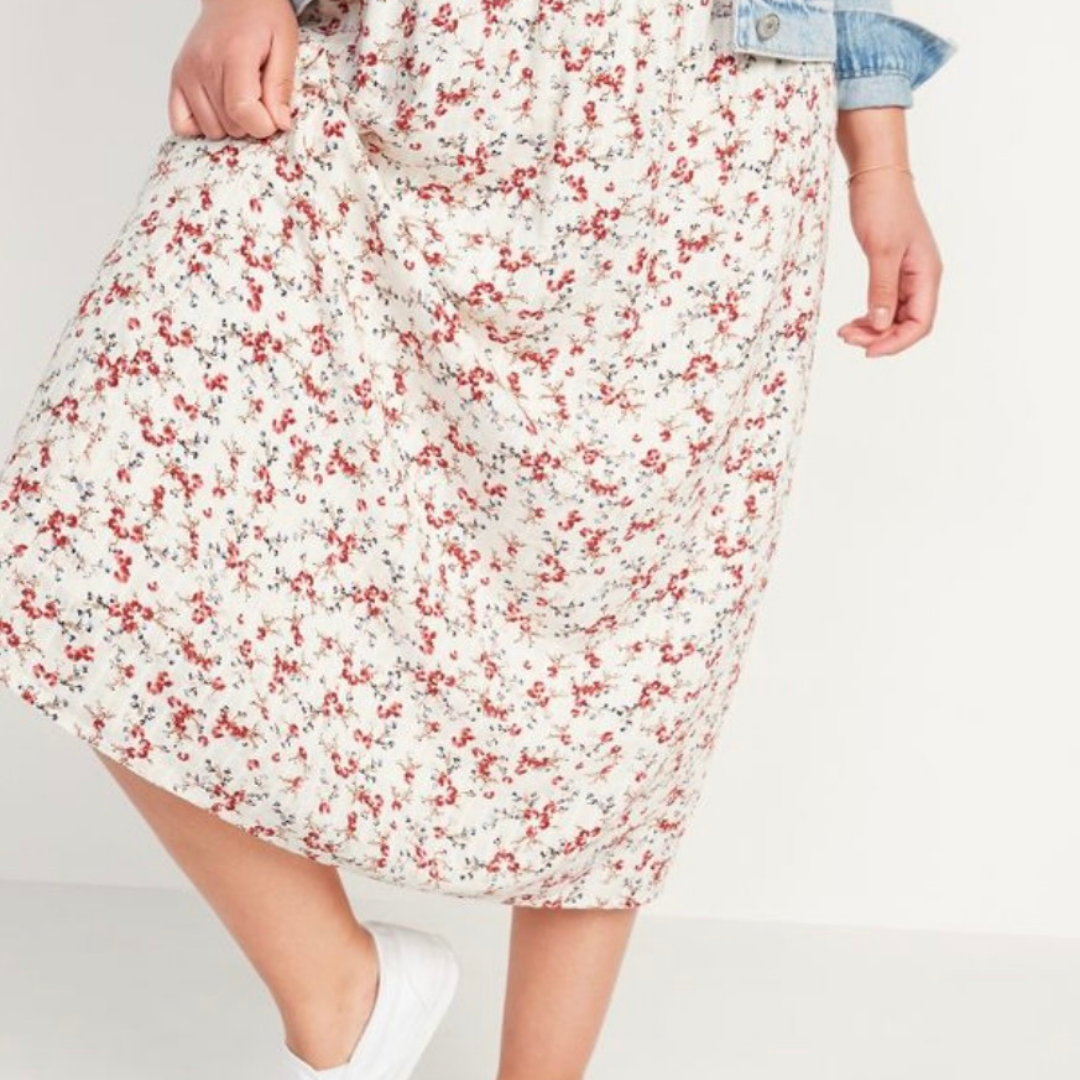 Light pink and white floral midi skirt from Old Navy