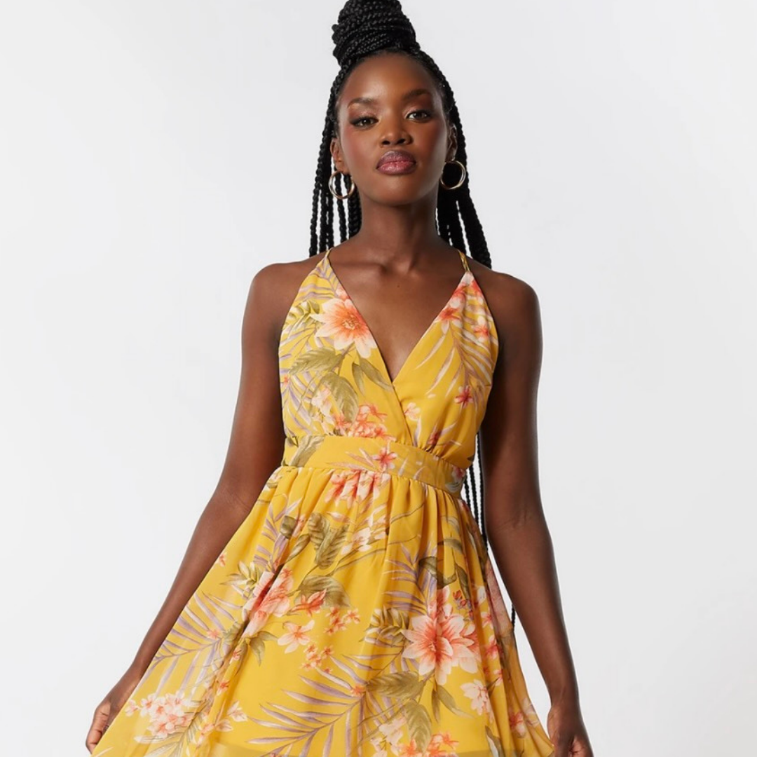 Yellow floral dress from Urban Planet