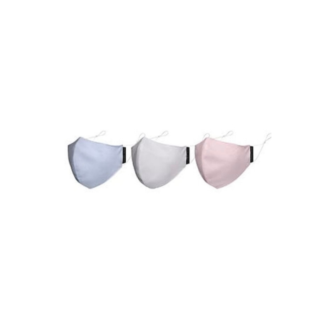 Three face masks in light purple, white and pastel pink from Alfred Sung at Hudson's Bay
