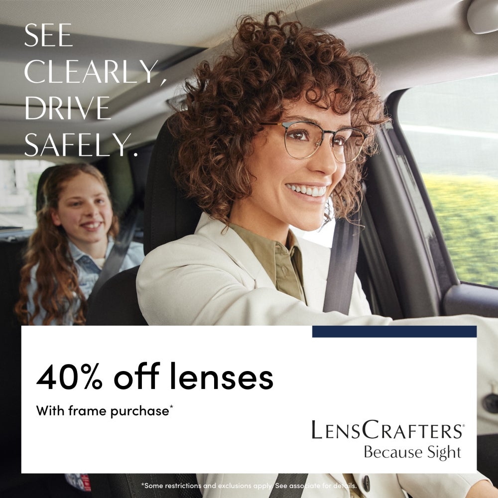 woman driving car with prescription glasses on