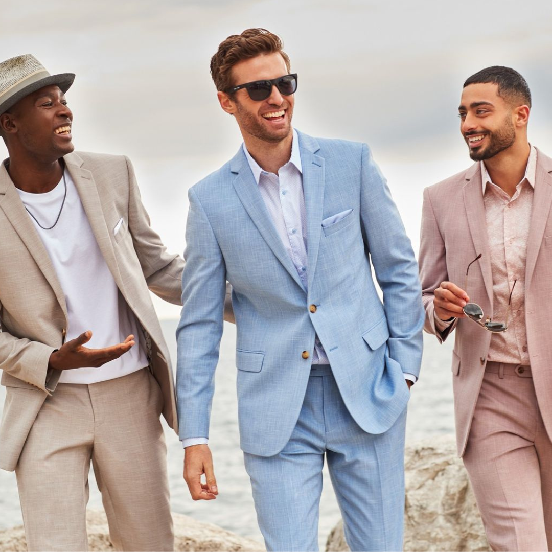 image of three men wearing summer suits