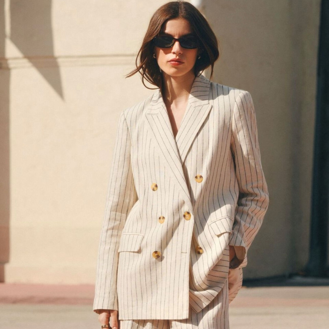 White striped women's suiting from Dynamite