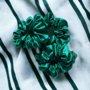 Green silk scrunchies