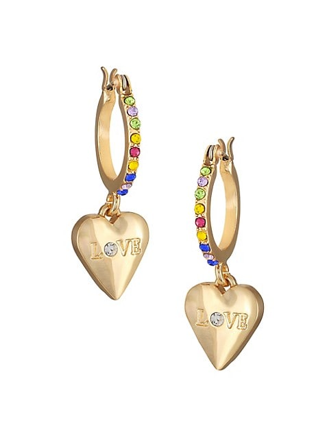 GUESS Pride Capsule Pride Dangling Goldtone Heart Hoop Earrings