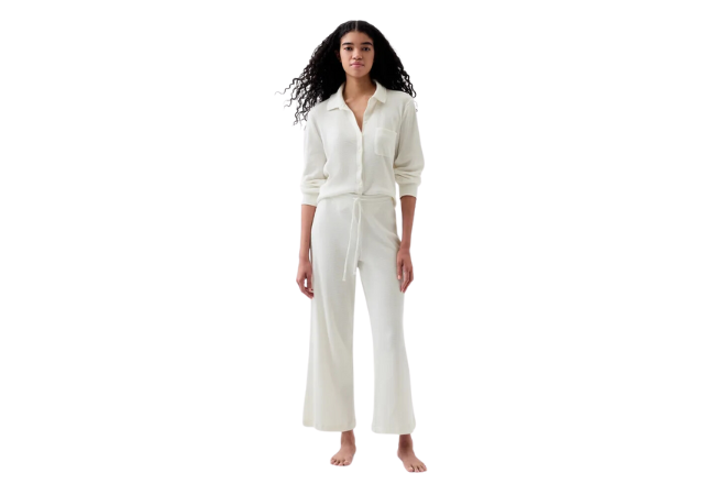 Gap Waffle Cropped PJ Pants white