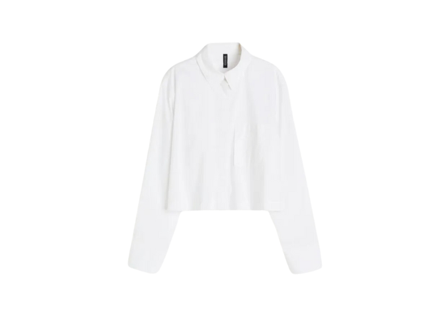 H&M Boxy Poplin Shirt white