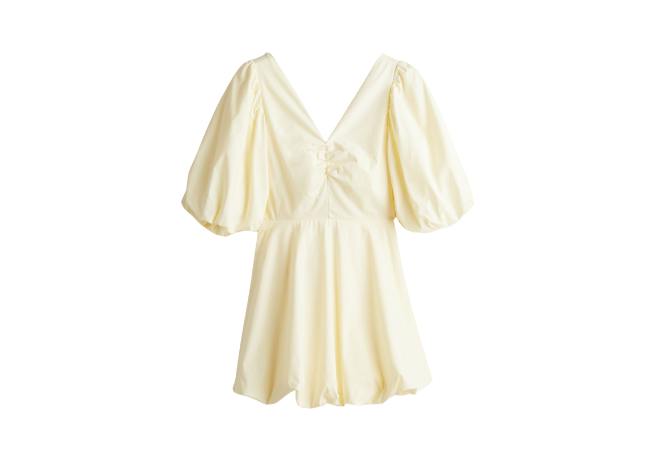 H&M Tie-back Puffy Dress yellow