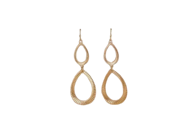 RW&Co Earrings with Double Teardrop Pendants gold