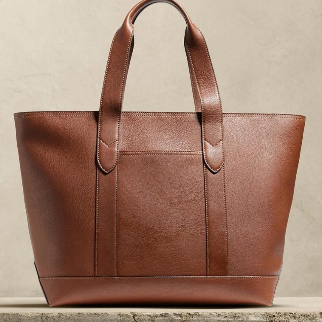 brown leather tote bag from banana republic