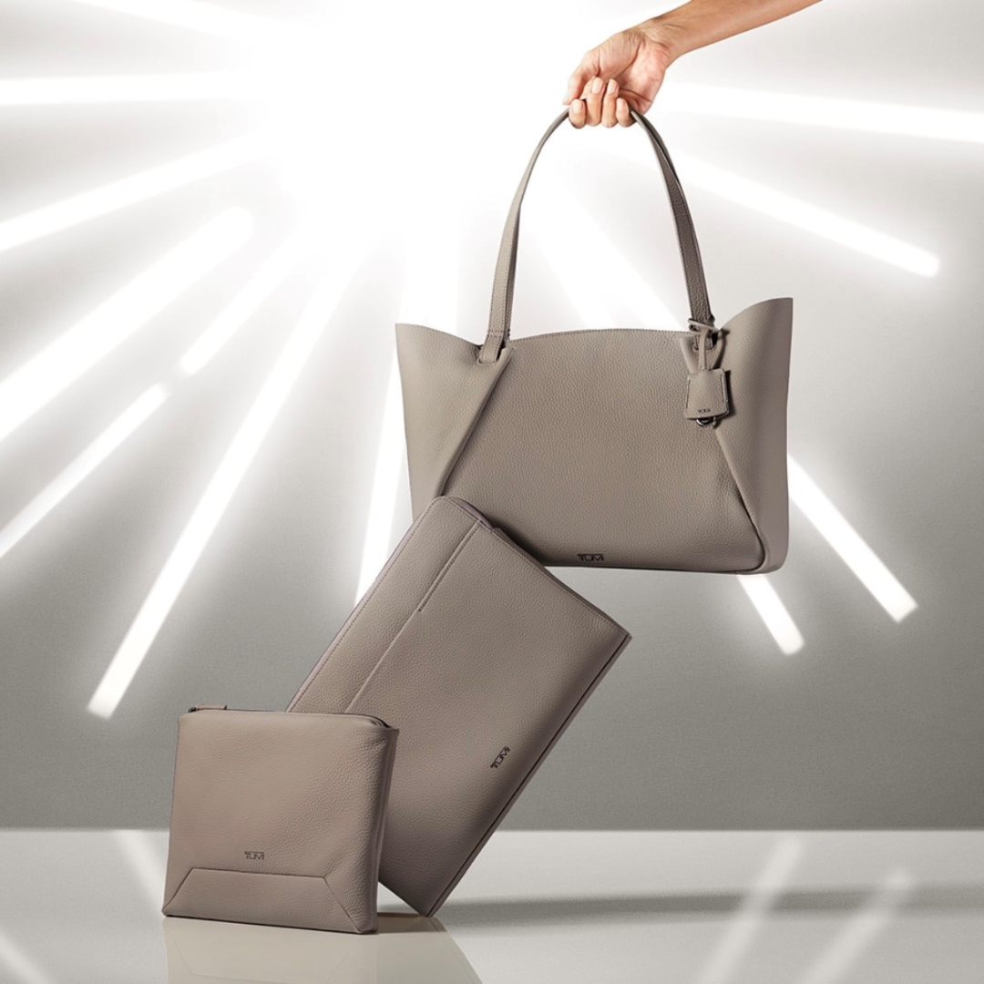 grey leather tote and wallet from hudson's bay