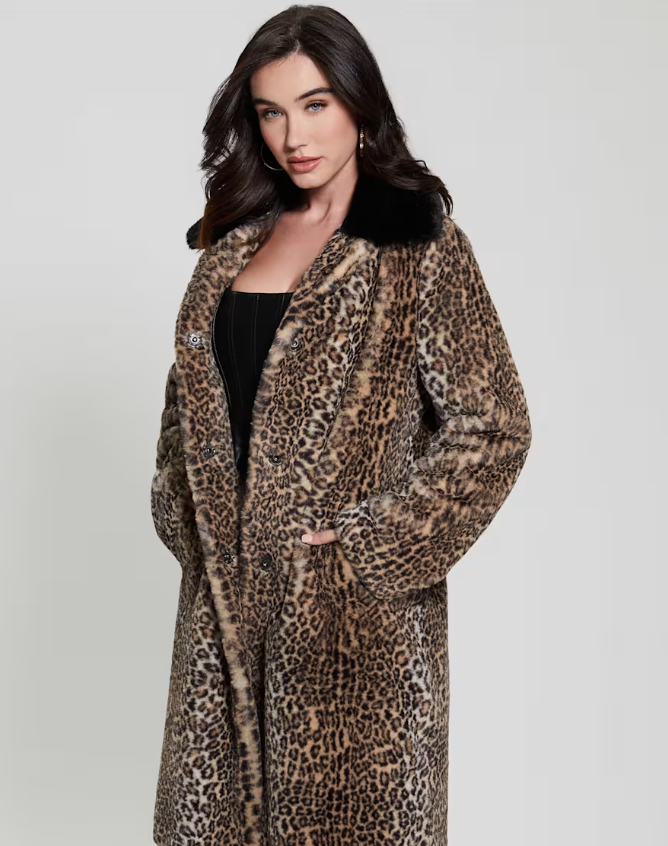 leopard print fur coat from guess