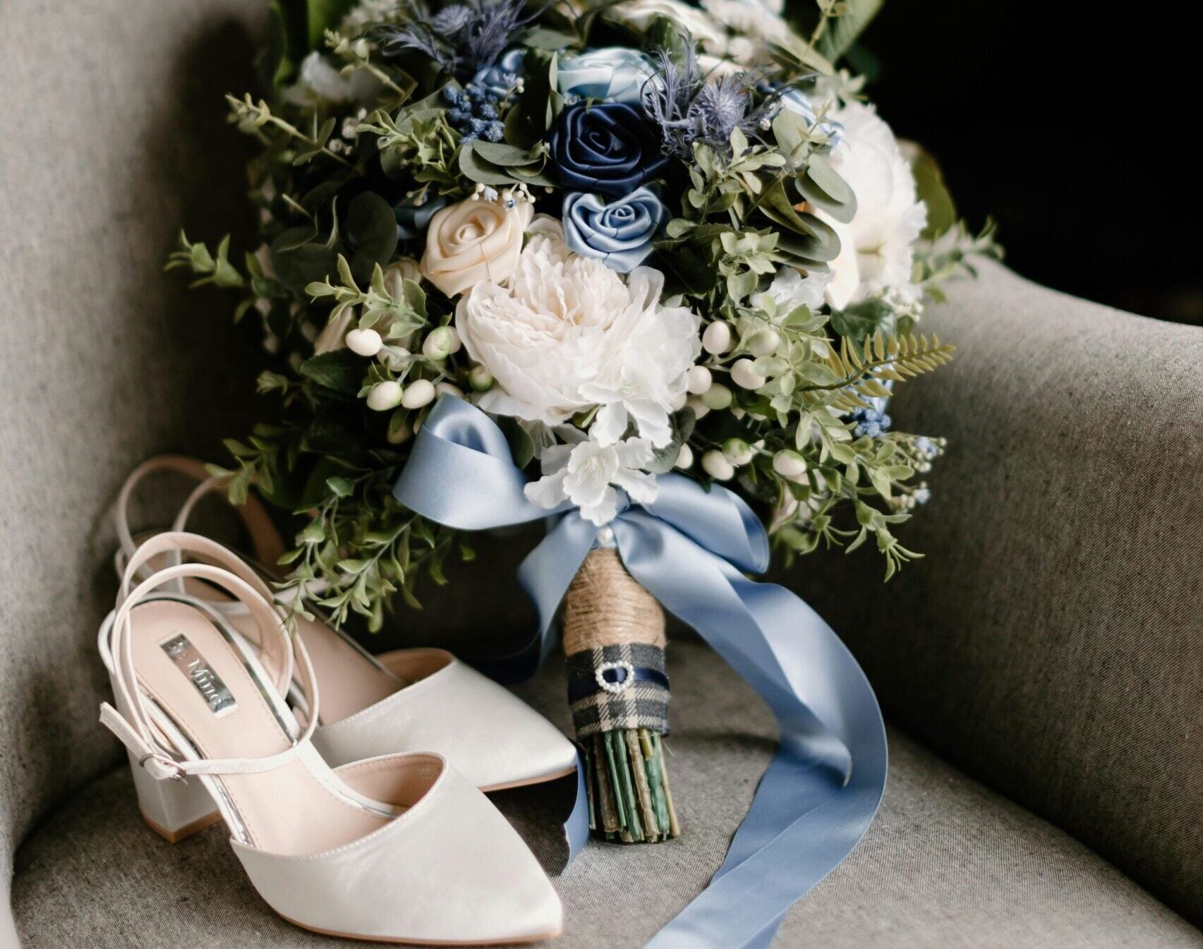 Wedding bouquet and heels