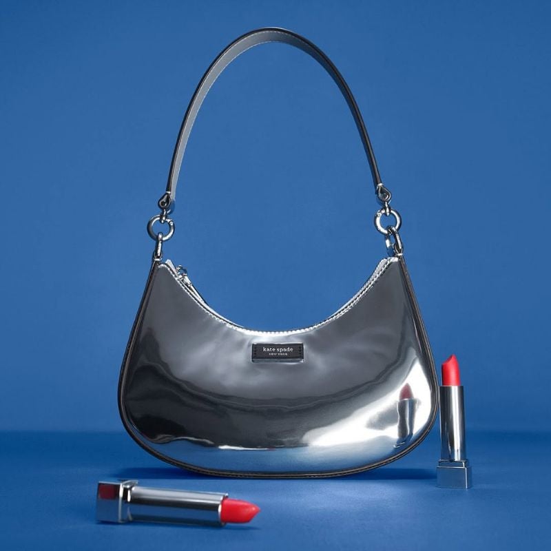 silver metallic shoulder bag from kate spade ny