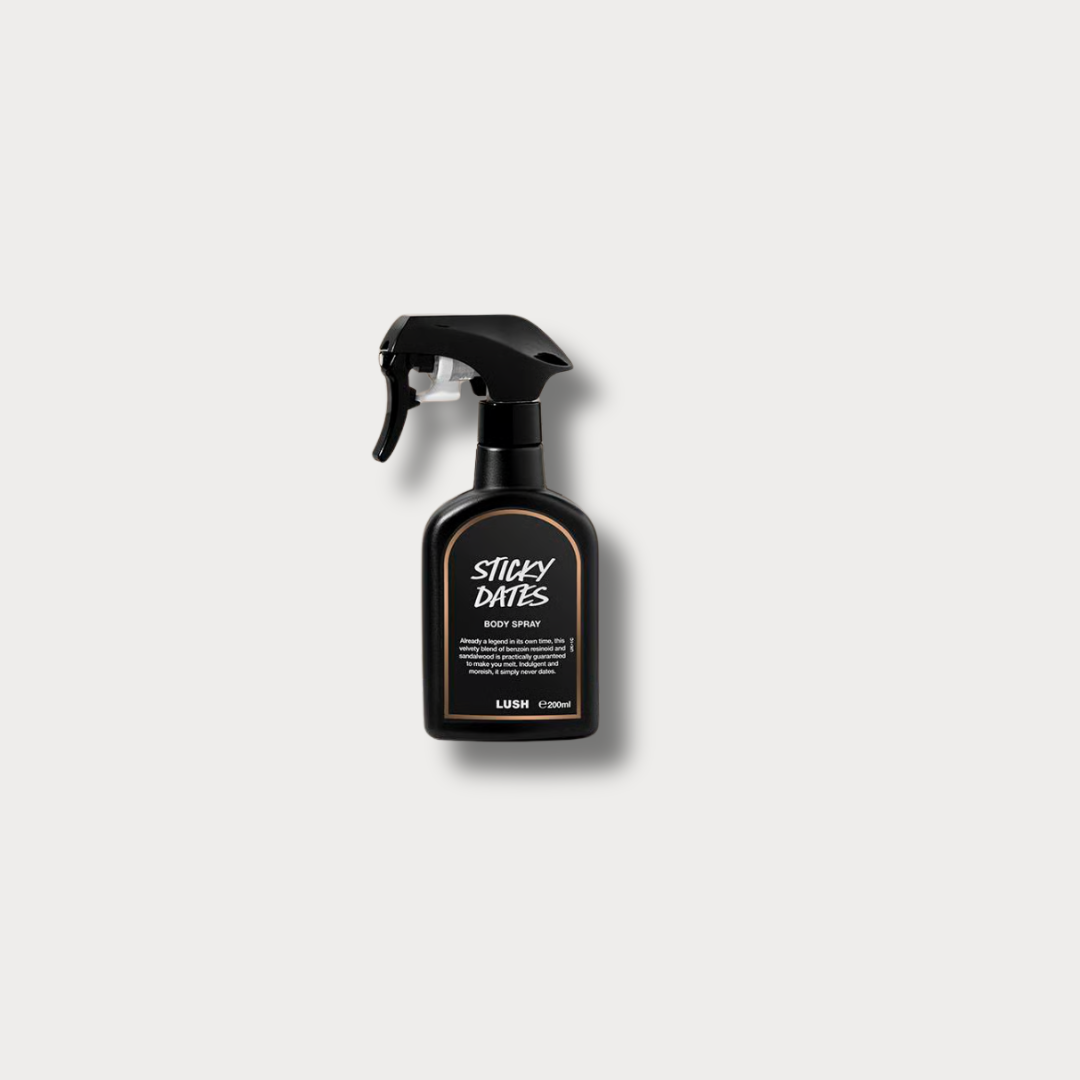 sticky dates body spray from lush